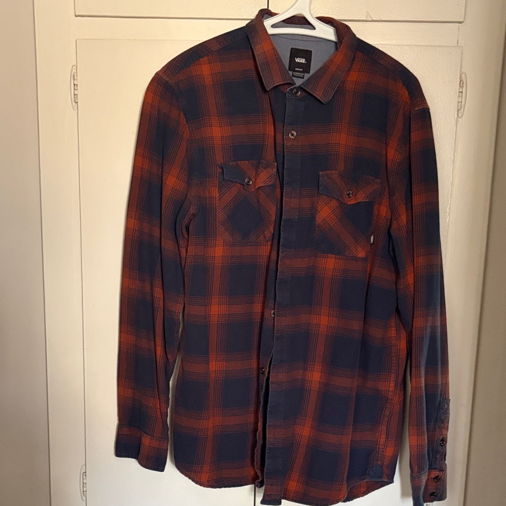 Vans  blue and orange plaid flannel shirt